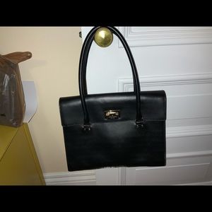 KATE SPADE NEW YORK black leather bag 10 1/2 by 13
